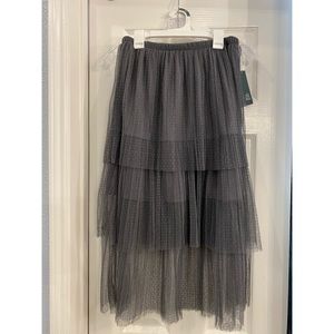 Wild Fable Midi Grey Layered Skirt